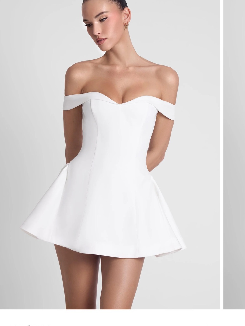 Off-the-Shoulder White Mini Dress with Sweetheart Neckline